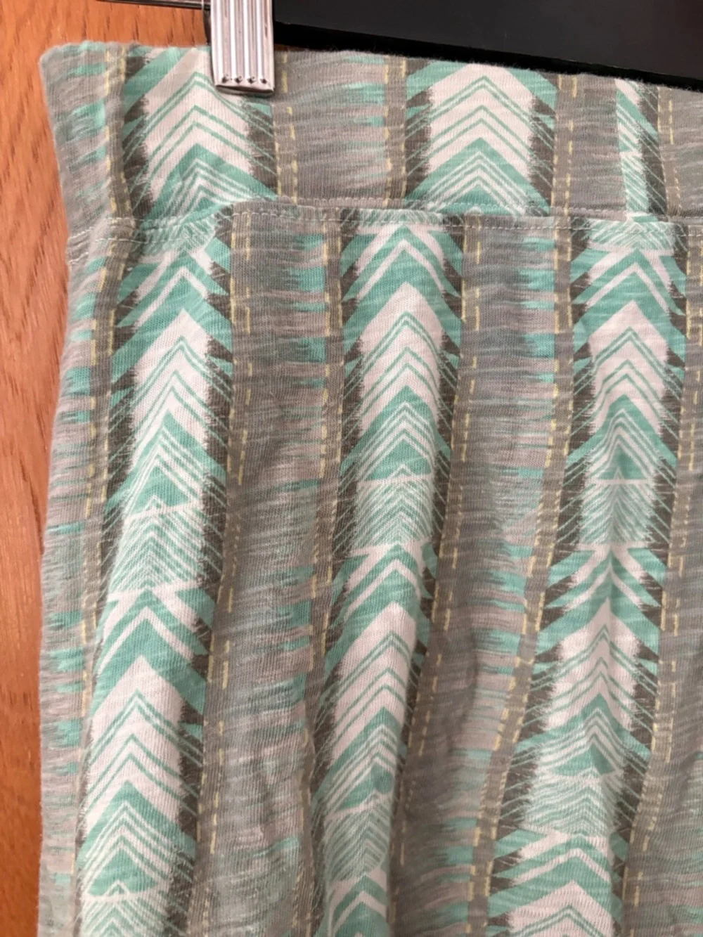 Carve Designs Mint and Gray Chevron A-Line organic cotton midi Skirt XS - Picture 7 of 7